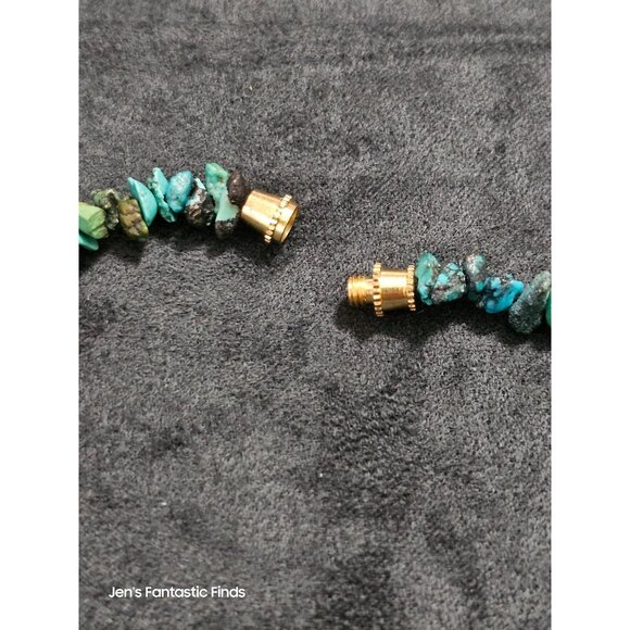 Natural Turquoise Chip Necklace With Gold-Tone Screw Clasp 18" - Picture 4 of 10